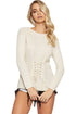 Sexy White Corset Knit Sweater